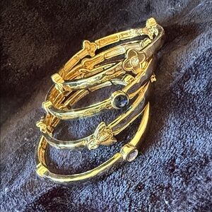 Park Lane Gold-Tone Stackable Floral and Stone Bracelet Set